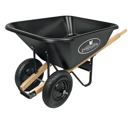 Landscapers Select 34565 Wheelbarrow, Polypropylene Co-Polymer, 2-Wheel, Pneumatic Wheel, 16 in Wheel